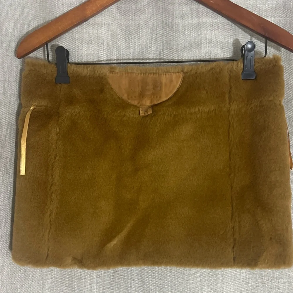 Women’s Festival Y2K UGG Australia Suede Fur Lined Mini Skirt Brown Size Small‎